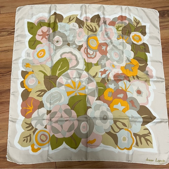 Vintage Jeanne Lanvin Floral Silk Scarf